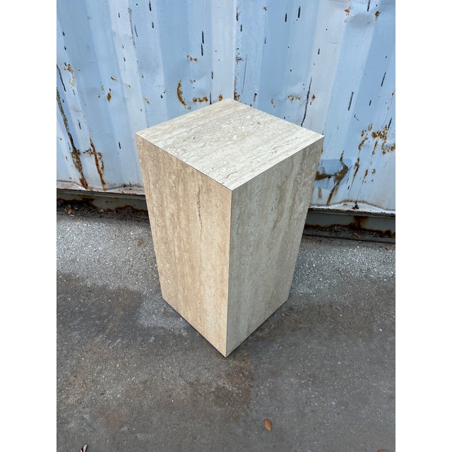 Tan Postmodern Marbleized Laminated Pedestal. Circa 1980s For Sale - Image 8 of 10