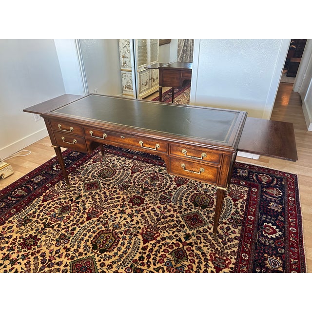 Early 20th Century John Widdicomb Mahogany Partner's Desk With Leather Top and Pull-Out Writing Slides For Sale In Phoenix - Image 6 of 16