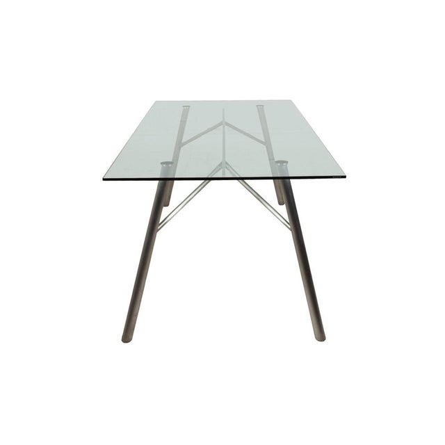 Glass and Silver Metal Dining Table from Rolf Benz For Sale - Image 10 of 11