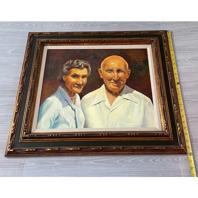 Mid-Century Modern Warm Mid-Century Portrait of Elderly Couple by Samuel Gansheroff – Signed Oil Painting For Sale - Image 3 of 10