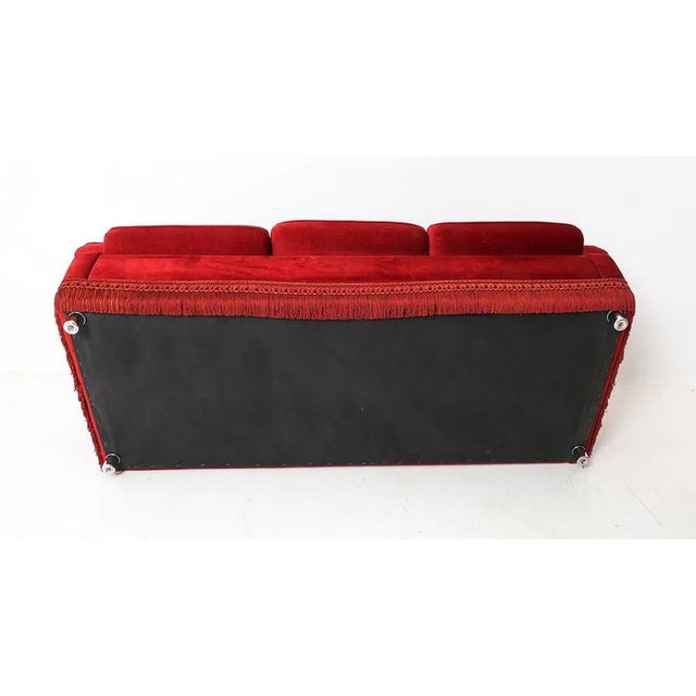 1960s 1960s Mid Century Tufted Back Ruby Red Sofa For Sale - Image 5 of 14