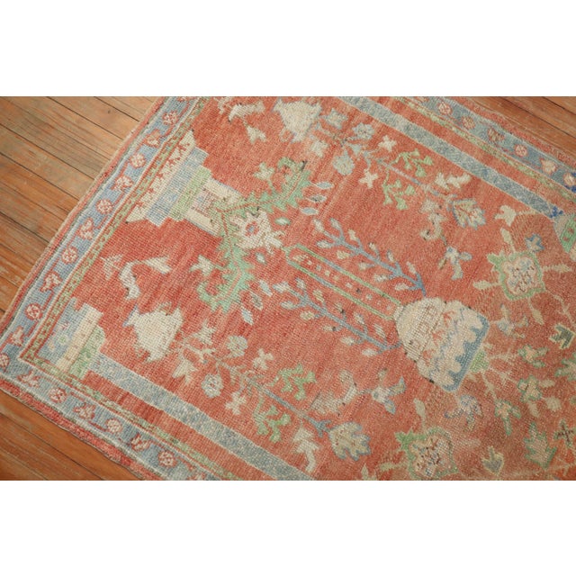 Textile Antique Zabihi Collection Turkish Oushak Prayer Rug - 3'8" x 4'11" For Sale - Image 7 of 11
