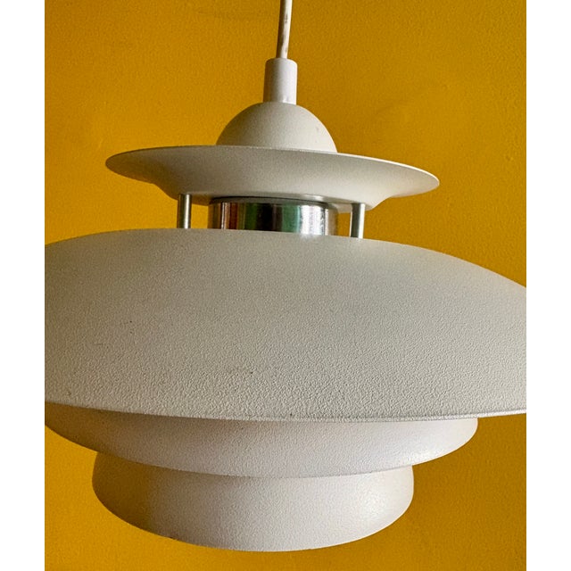 Mid-Century Modern 1970s Danish Modern White Pendent Lamp For Sale - Image 3 of 7
