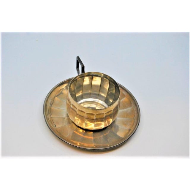 Silver Cup and Saucer with Engraving, Set of 2 For Sale - Image 5 of 8