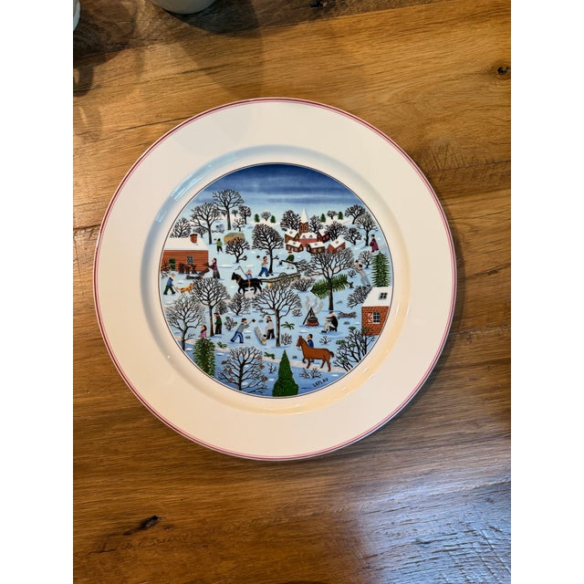 Late 20th Century Vintage Villeroy & Boch "Design Naif Christmas" Porcelain Round Serving Chop Platter For Sale - Image 5 of 7