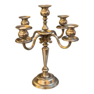 Vintage Five Arm Pewter Candelabra For Sale