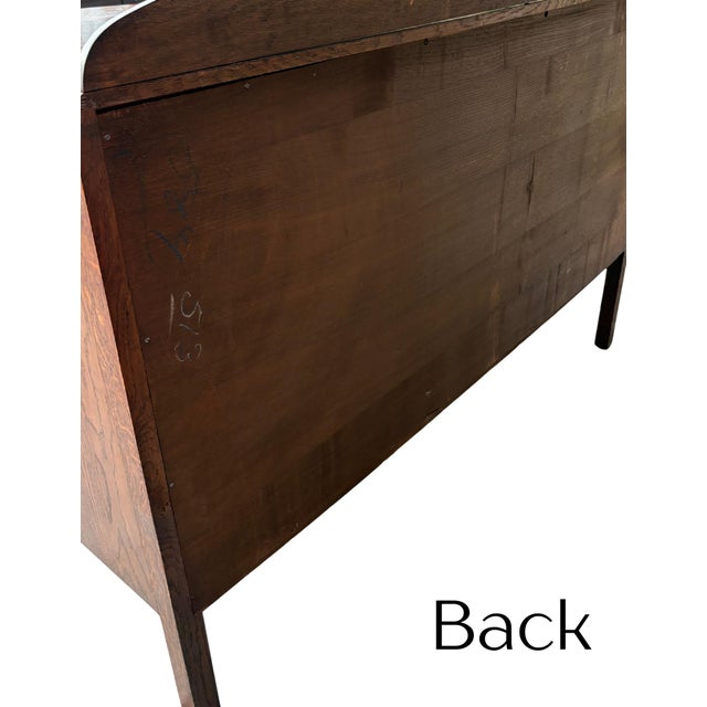 Antique Quarter Sawn Oak Buffet Sideboard With Curved Doors, C. 1928–1933 For Sale - Image 10 of 12