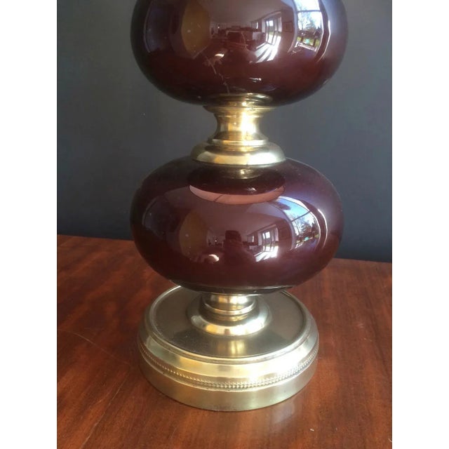 Red Glass and Brass Table Lamp, circa 1960 For Sale - Image 4 of 13
