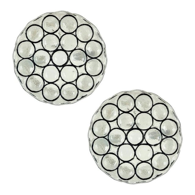 Mid-Century Modern Glass Flush Mounts from Limburg, Germany, 1970s, Set of 2 For Sale - Image 10 of 10