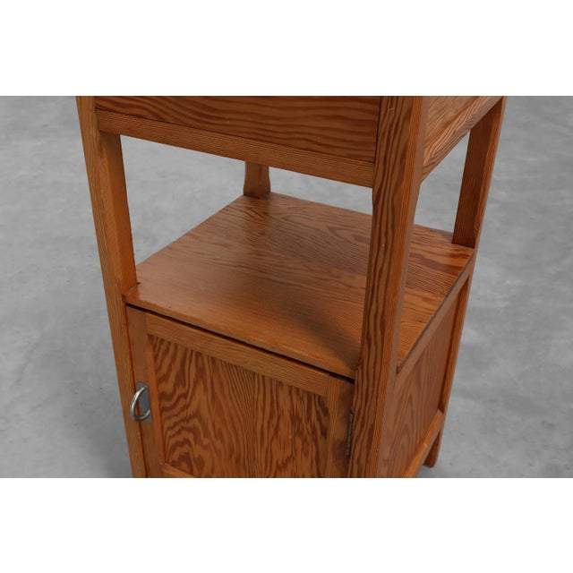 Vintage French Art Deco Nightstand in Pine, 1940s For Sale - Image 11 of 13
