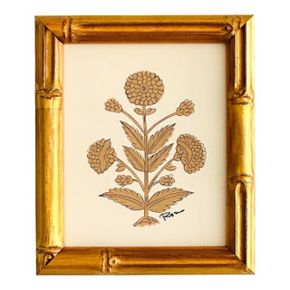 Hand-Painted Jaipuri Brown Motif Painting. Framed For Sale