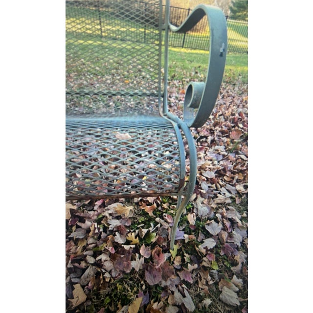 Vintage Wrought Iron Russell Woodard Patio Set Table, 4 Chairs, Side Table, Attributed For Sale - Image 9 of 9