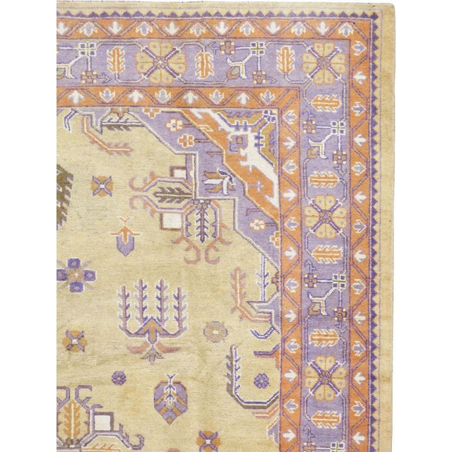 Galerie Shabab Collection Mid-20th Century Soft Colored Oushak Carpet in Beige, Purple, and Orange For Sale - Image 4 of 10