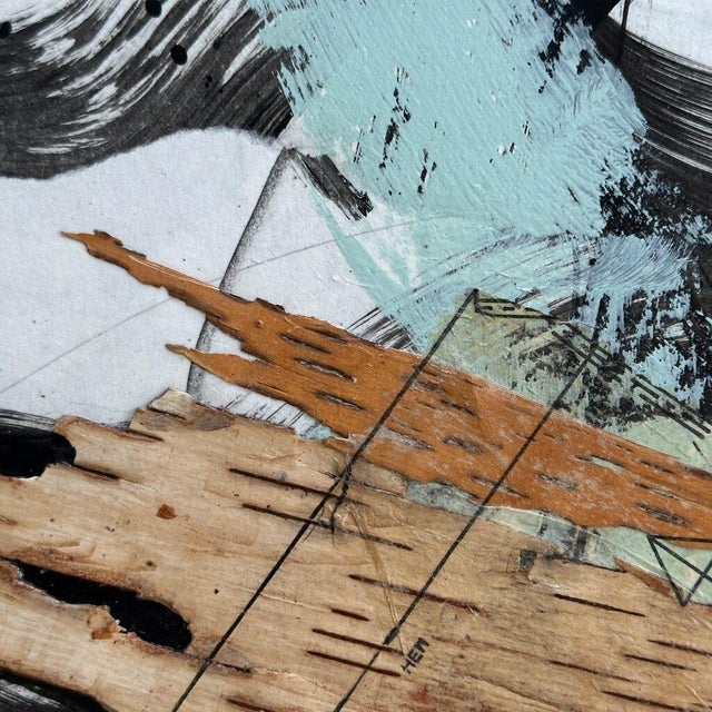 Textile Christiane Corcelle "Whispers of the Forest 6" Mixed Media on Canvas, Tall Narrow Abstract Painting in Black, Sage and Ochre, 2024 For Sale - Image 7 of 10