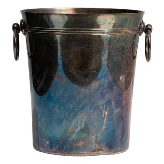 Mid 20th Century France Teal Silver Ice Bucket For Sale