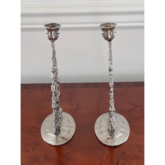 Vintage Pair of Silverplate Christmas Tree Candle Holders For Sale In Washington DC - Image 6 of 12