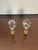 French Country 1930s Glass Drops With Bubbles Pair Lamp Finials For Sale - Image 3 of 3