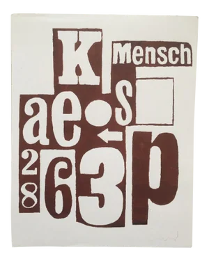 Original Signed Dada " Mensch " ( a Good Man ) Typography Art Print