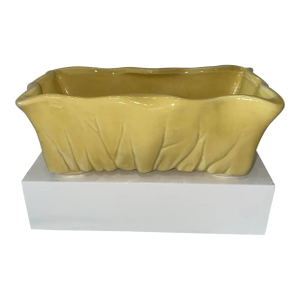 Vintage McCoy Yellow “Cabbage Leaf” Rectangular Planter – Mid Century Modern Pottery