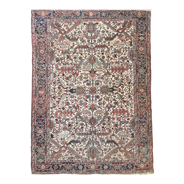 Blooming Jungle Antique Heriz Rug - 8 X 11 For Sale