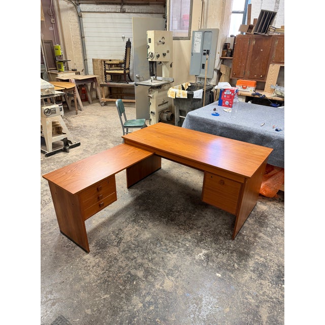 Wood 1950s Mid Century Modern Teak “L” Desk For Sale - Image 7 of 7