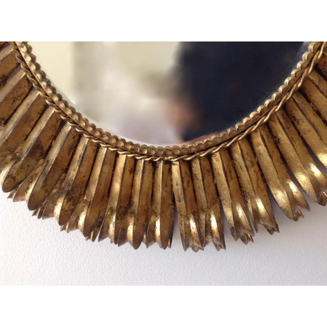 Gold Vintage C.1950's Hollywood Regency Italian Gilt Metal Oval-Shaped Mirror Attributed to S. Salvadori For Sale - Image 8 of 8