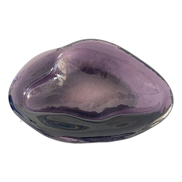 Vintage 1950s Blenko Glass Free Form Amoeba Dish Designed by Winslow Anderson For Sale