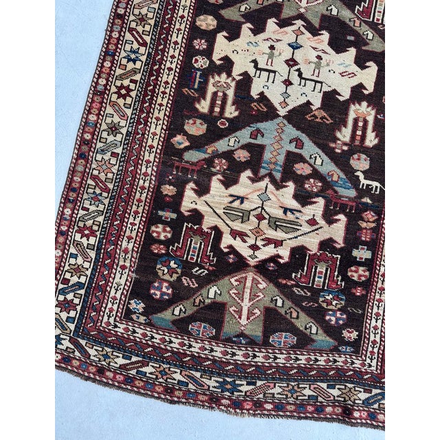 Antique Caucasian Kuba Village Life, Natural Dyes, True Art Rug 3 x 4 For Sale - Image 11 of 12