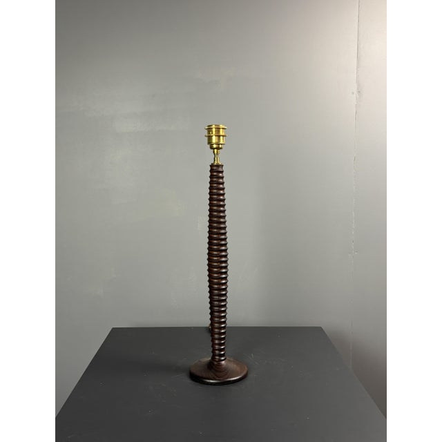 Mid-Century French Turned Wood Table Lamps in the style of Charles Dudouyt, 1970s, Set of 2 For Sale - Image 6 of 11
