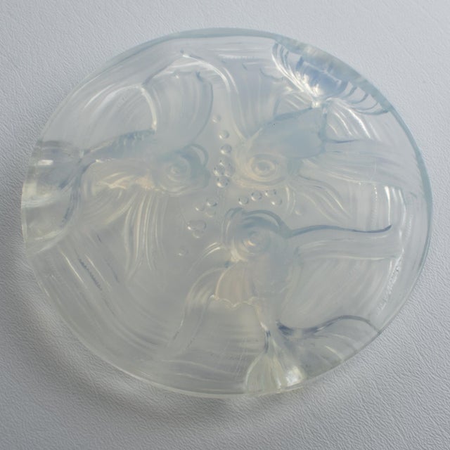 Verlys Glass Verlys France Art Deco Opalescent Glass Wine Coasters with Fish Decor, 2 pieces For Sale - Image 4 of 16