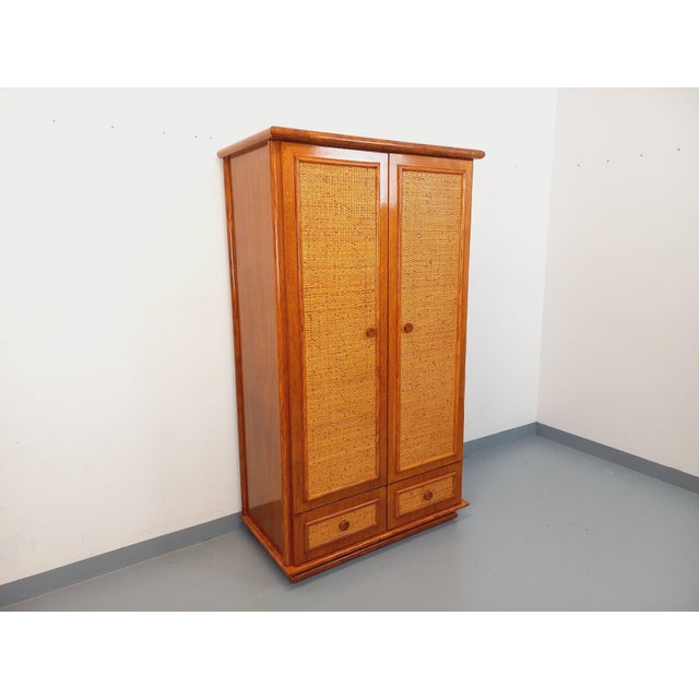 Vintage Maugrion Wardrobe in Woven Rattan and Wood from Roche Bobois, 1970s For Sale - Image 17 of 17