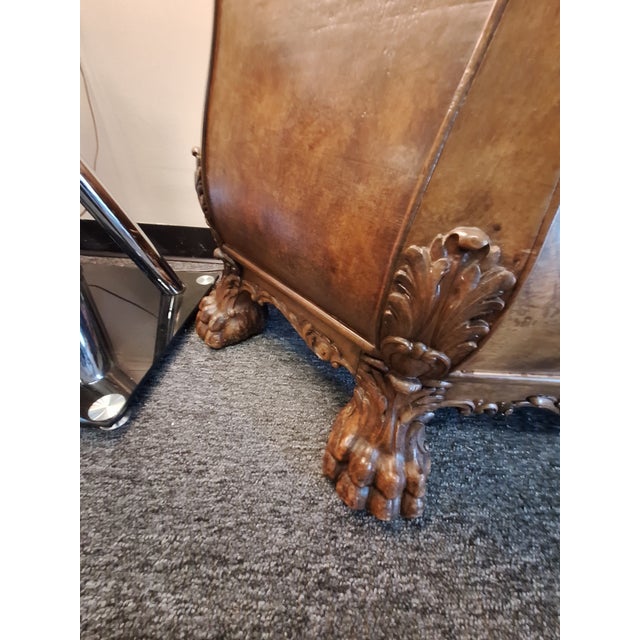 Early 20th Century Walnut Dutch Bombe Breakpoint Cabinet With Claw Feet For Sale - Image 15 of 18