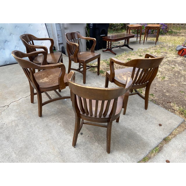 Copper Antique Walnut Court Lawyers Desk Chairs Need Restoring Good Bones For Sale - Image 8 of 12