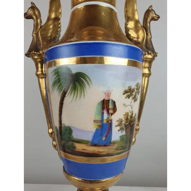 Empire Vases in Polychrome Porcelain For Sale - Image 9 of 11