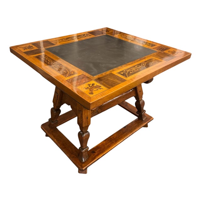 Jogl Table with Slate Top and Inlays For Sale