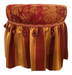 Hollywood Regency Upholstered Tufted Red and Gilt Decorated Ottoman