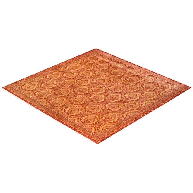 Red Mogul, One-of-a-Kind Hand-Knotted Area Rug - Red, 9' 1" x 9' 1" For Sale - Image 8 of 8