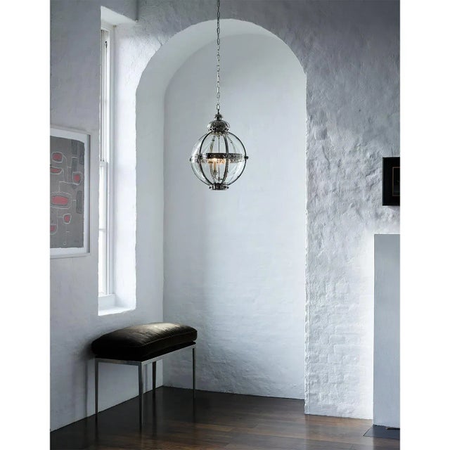 Transitional Globe Lantern in Nickel Finish - Small For Sale - Image 3 of 5