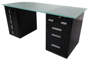 Modernist Desk in Black Lacquered Metal, 1930s