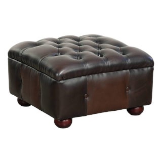 English Chesterfield Cowhide Ottoman with Colors For Sale