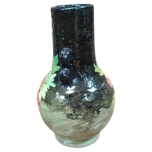 French Country 19th Century French Flowers Majolica Vase Edouard Gilles For Sale - Image 3 of 4