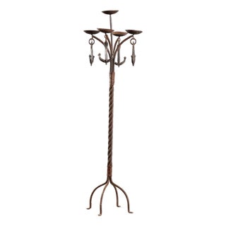 Italian Candleholder in Wrought Iron For Sale
