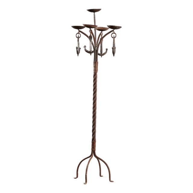 Italian Candleholder in Wrought Iron For Sale