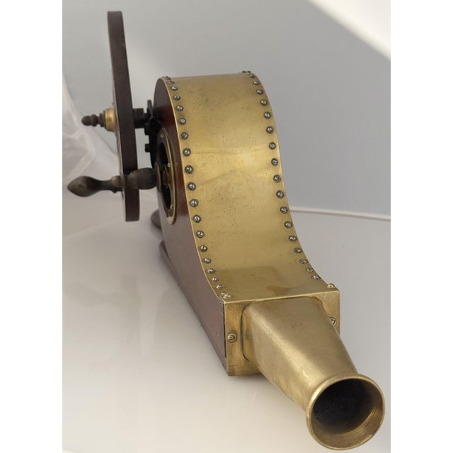 Early 19th Century Georgian Era Mechanical Fire Bellows of Brass and Mahogany From England For Sale - Image 14 of 15