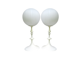 Large Space Age Table Lamps in Tempe, Wood, Aluminum & Glass from Temde, 1970s, Set of 2
