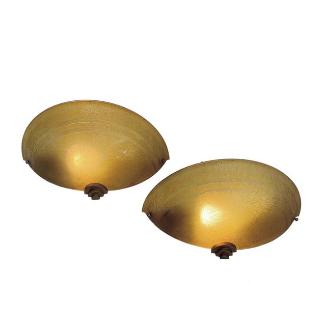 1930s English Art Deco Amber Wall Sconces by Chrystex, 1930s, Set of 2 For Sale - Image 5 of 15
