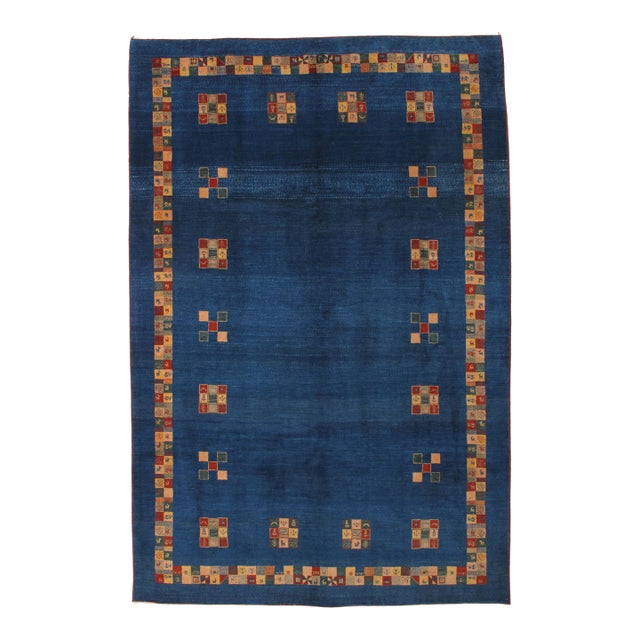 Vintage Hand-Knotted Persian Lori Gabbeh Rug 6'7" X 9'11" For Sale