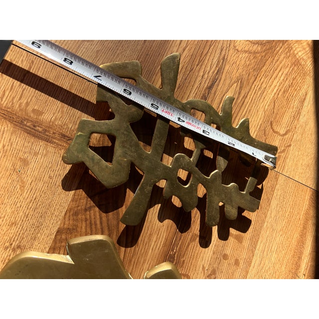 1970s 1970s Pair of Brass Asian Style Trivets For Sale - Image 5 of 9
