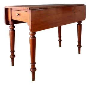 Antique Drop Leaf Pembroke Console Table With Turned Legs