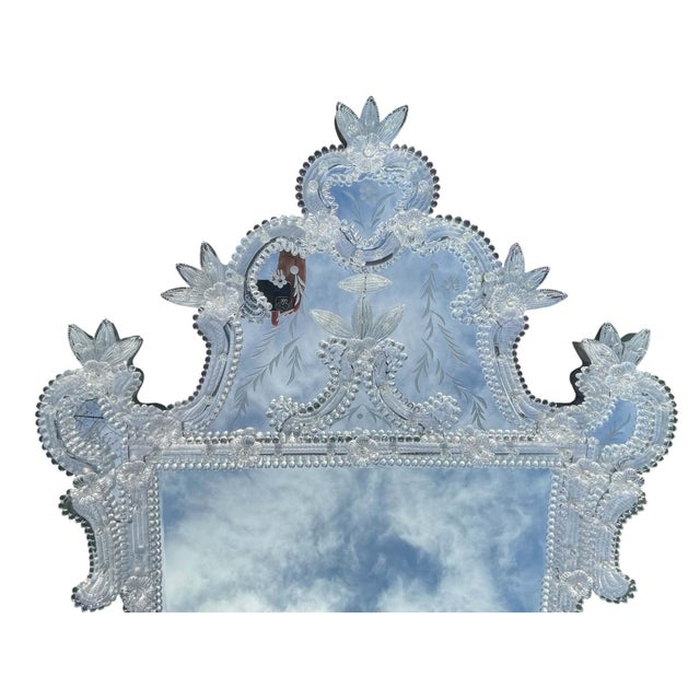 Wood Vintage Venetian Mirror in the Style of Murano For Sale - Image 7 of 12